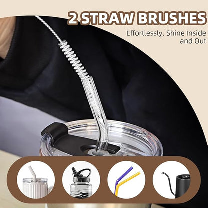 5 Pack Kitchen Dish Brush Set with 2 Dish Brush, Palm Scrub Brush and 2 Straw Brush for Kitchen Dishes Bottle Cup Pot Pans and Straws