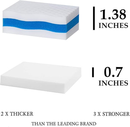 (25 Pack) Extra Durable Eraser Sponge by SCRUBIT - Kitchen, Bathroom, Floor & Wall Cleaner -Melamine Magic Cleaning Sponges - Extra Thick Erasers, Best Cleaning Supplies for The Toughest Stains & Dirt