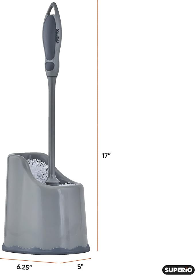 Superio Toilet Brush and Holder (1 Pack) Toilet Scrubber Bowl Cleaner Brushes Wand, Toilets Brush with Holder Caddy, Bathroom Cleaning Brush, Bowl Brush Set