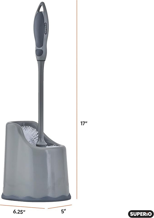 Superio Toilet Brush and Holder (1 Pack) Toilet Scrubber Bowl Cleaner Brushes Wand, Toilets Brush with Holder Caddy, Bathroom Cleaning Brush, Bowl Brush Set