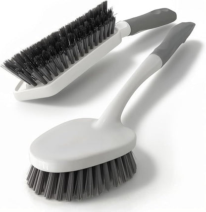 2 Pack Heavy Duty Scrub Brush Set with Hard Bristle, Cleaning Brush Designed for Bathroom, Shower, Bathtub, Tub, Carpet, Floor, Grout, Tile