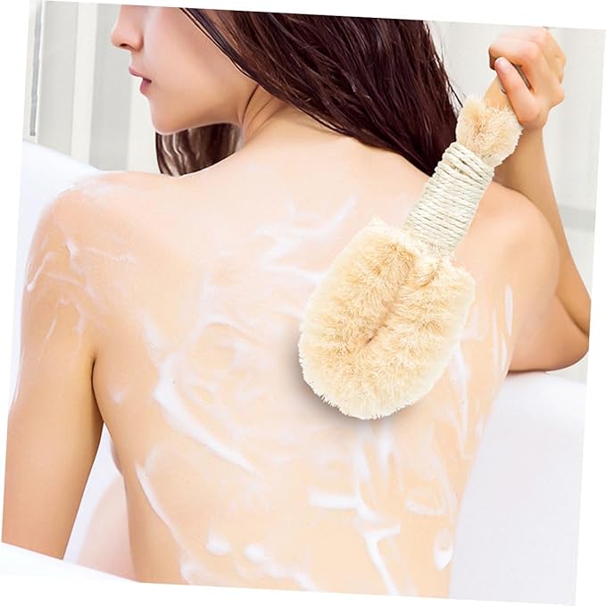 2pcs Natural Sisal Dry Bath Brush Exfoliating Body Scrubber for Shower and Bath Ergonomic Handle Plant for Skin Cleaning and Dead Skin Removal