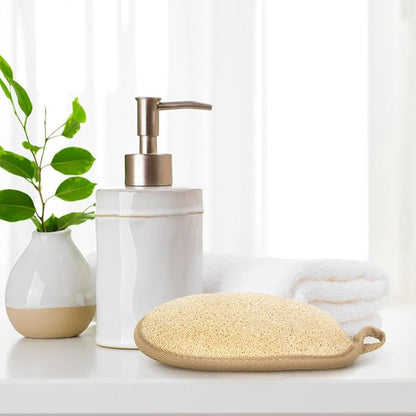 Natural Loofah Bath Sponge, Beige, Premium Plant Fiber, Large Size, Biodegradable, for Shower, Body Washing，for Body Exfoliation，1 Pack