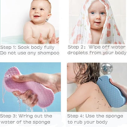 Magic Exfoliating Bath Sponge, Upgraded Magic Exfoliating Body Scrubber, 3D Super Soft Bath Shower Sponge for Body Removes Dead Skin (2PCS)