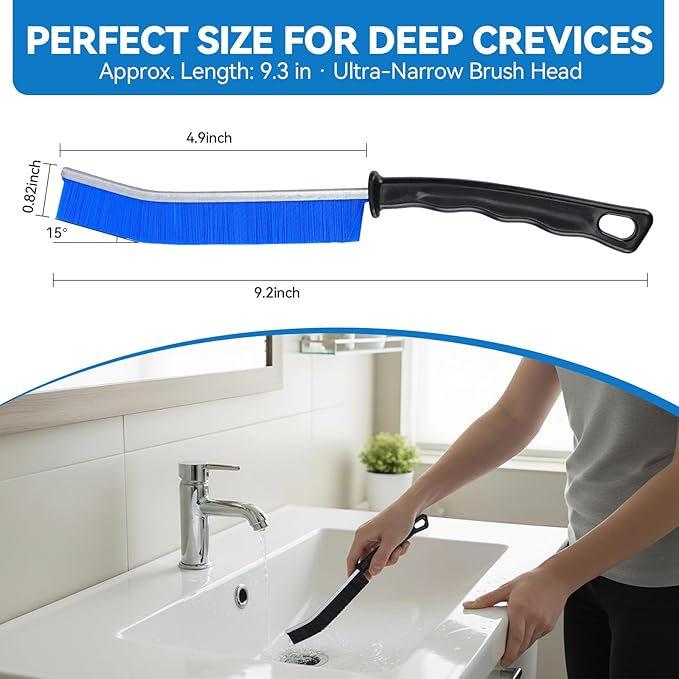 Crevice Cleaning Brush Set, 10-Pack Detail Brushes for Tight Spaces, Window Tracks, Gaps, Bathroom & Toilet, Strong Bristle Narrow Crevice Scrub Brushes for Home Cleaning