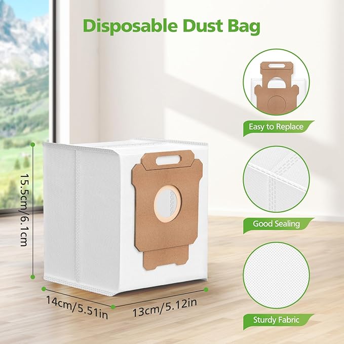 105 Dust Bags for iRobot Roomba Essential 104 Vac/104 Combo/105 Vac/105 Combo/Plus 404/405/505 Combo/504 Vac/Max 705 Vac&Combo/Q0520 Robot Vacuum Cleaner, 2.8 L Disposal Vacuum Bags for Roomba