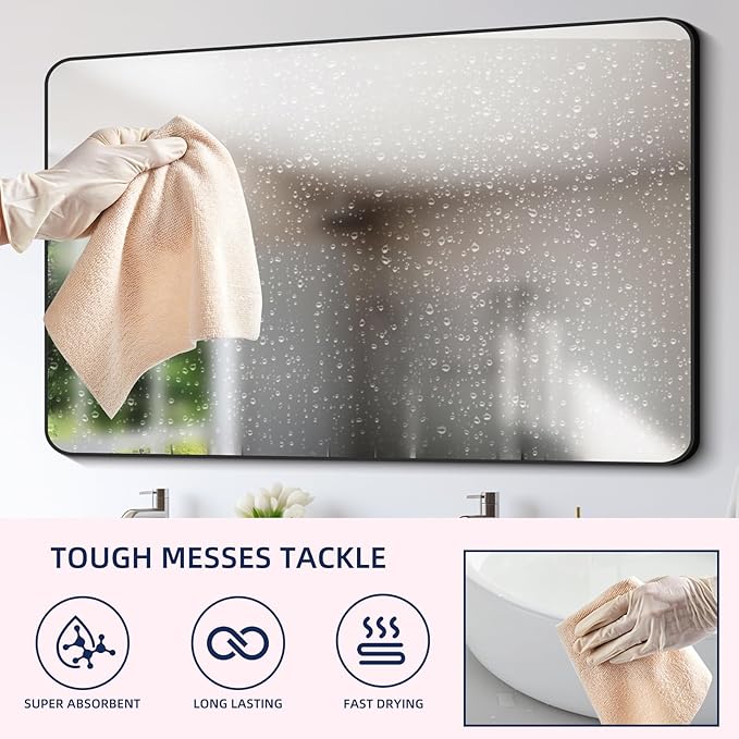 & PLUSH Microfiber Cleaning Cloth Roll - 85 Pack, Tear Away Microfiber Towels, 12" x 12", Reusable, Washable, Streak Free, Ultra Absorbent Dish Rags for Car, Home, Garage or Shop (Beige)