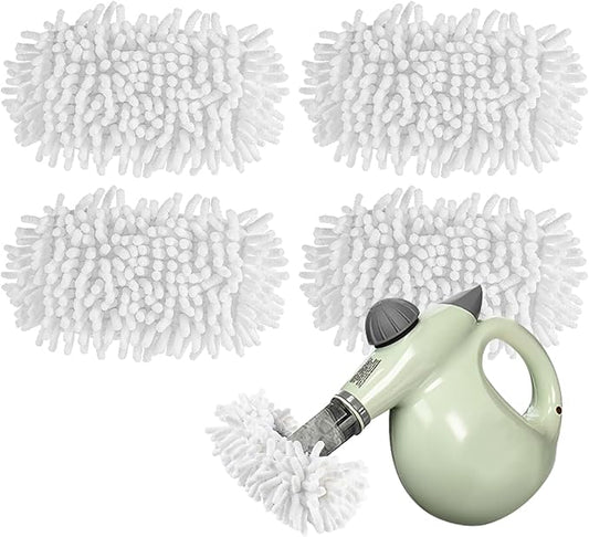 LOVECO 4 Pack Universal Steam Cleaner Accessories, Reusable Steam Shot Attachments, Steam Mop Pads, Handheld Steamer Washable Cloth - 4 Coral Cloths + Laundry Bag
