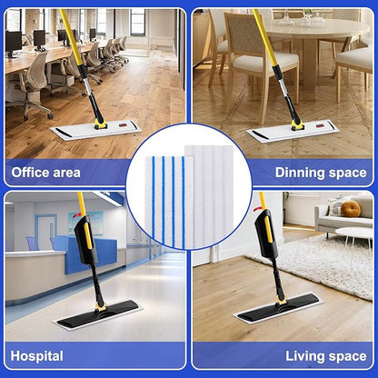 Replacement Disposable Microfiber Pad Fit for Rubbermaid Quick Connect Mop System - 30 Pack Wet & Dry Commercial Cleaning Refills with Scrubbing/Scouring Stripes Fit for Any Flat System 17 and 18 Inch