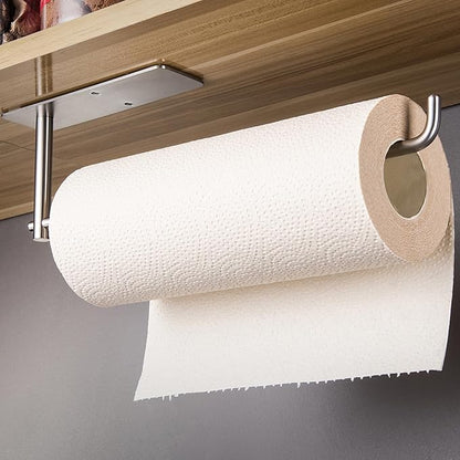 SUNTECH Paper Towel Holder Under Cabinet - Self Adhesive Towel Paper Holder Stick on Wall for Kitchen, Bathroom Paper Towel Holder Organizer&Storage&Decor, Stainless Steel
