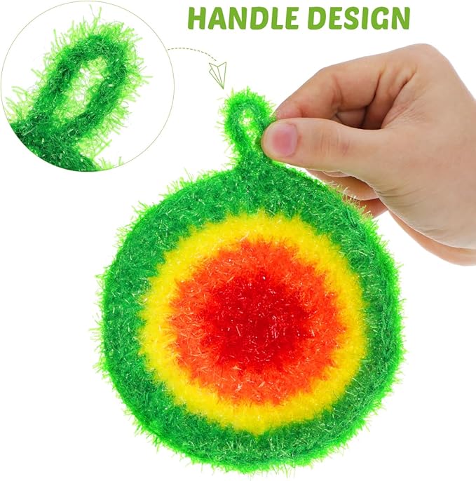 HEALLILY Dish Scrubber Sponge 5 Pack Non Scratch Knitted Household Cleaning Sponges for Kitchen Washing, Reusable Crochet Handmade Oil Resistant (Assorted Colors)