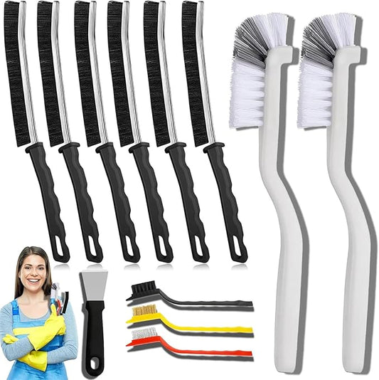 12Pcs Crevice Cleaning Brush Set,Hard Bristle Cleaning Supplies for Kitchen, Bathroom, Corner, Grout, Sink, Cup, Teapot, Bottle, Blender