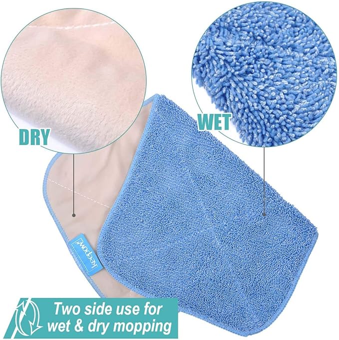 KEEPOW Microfiber Mop Refills Compatible with MR.SIGA Professional Microfiber Mop, 5 Pack Reusable Flat Mop Refills for Hardwood, Laminate, Tile Floor Cleaning, Size: 44cm X 24cm