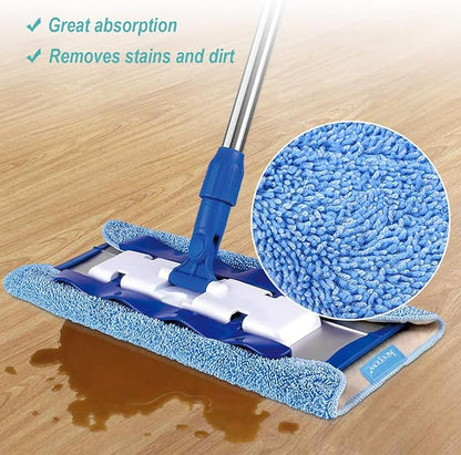 KEEPOW Microfiber Mop Refills Compatible with MR.SIGA Professional Microfiber Mop, 5 Pack Reusable Flat Mop Refills for Hardwood, Laminate, Tile Floor Cleaning, Size: 44cm X 24cm