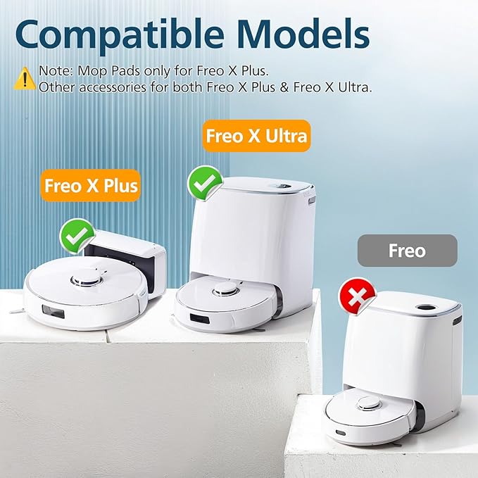 Replacement Parts Accessories Compatible with Narwal Freo X Plus/Freo X Ultra Vacuum Cleaner 1 Roller Brush & Cleaning Brush,2 HEPA Fil-ters, 2 Dust Bags, 4 Mop Pads, 6 Side Brushes, 16 Pack