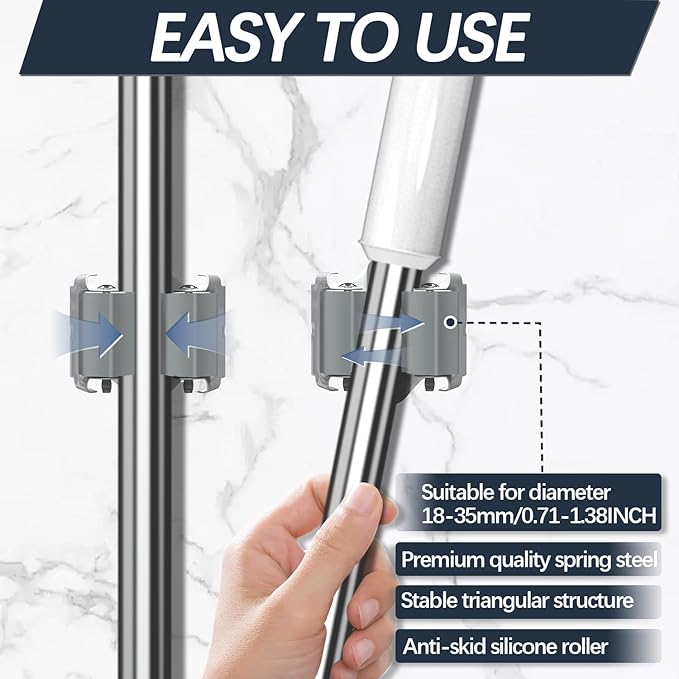 3-H Mop and Broom Holder Wall Mount,Mop Hanger 15 Pack for Organizing Yard Tool,Rake Handle up to 1.38Inch