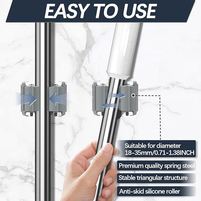 3-H Mop and Broom Holder Wall Mount,Mop Hanger 15 Pack for Organizing Yard Tool,Rake Handle up to 1.38Inch