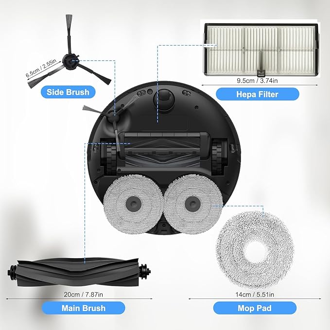 Accessories for Dreame L10s Ultra Heat and Gen 2 ONLY X30 Ultra Mova E30 mops/Wipes X6; dust Bag X4; Filter HEPA X4; Main Brushes X2; Side Brushes X4 Spare Parts