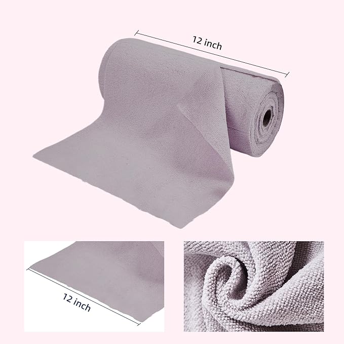 & PLUSH Microfiber Cleaning Cloth Roll - 50 Pack, Tear Away Microfiber Towels, 12" x 12", Reusable, Washable, Streak Free, Ultra Absorbent Dish Rags for Car, Home, Garage or Shop (Grey)
