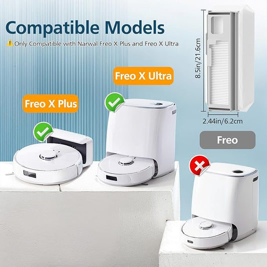 8 Pack Dust Bags for Narwal Freo Pro | Freo X Ultra | Freo X Plus Robot Vacuum, 1L Capacity Disposable Dust Bag Replacement with Built-in Hepa Fil-ter