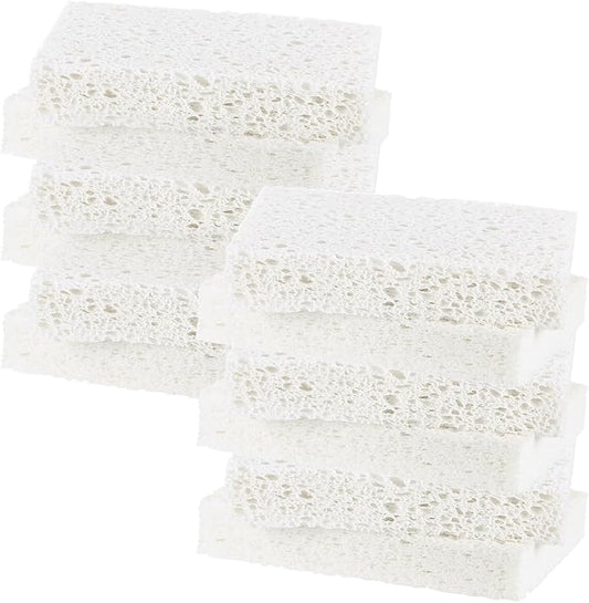 12-Pack Kitchen Sponges, Condense Eco Cellulose Non-Scratch Scrub Heavy Sponge for Kitchen/Household/Bathroom, Clean Tough Messes Dish Scrubber [White]