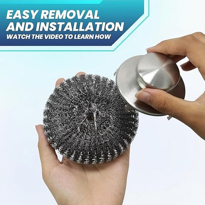 Steel Wool Scrubber Dish Brush Set with Handle, Deep Cleaning Scrubber Set Dish Brush for Cleaning Pans, Grills, Stoves (A)