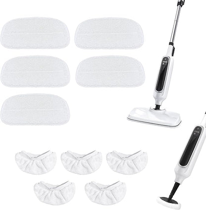 Reusable Steam Mop Pads Set, 5 Pack Steam Mop Pads & 5 Universal Microfiber Cloths, Compatible with KGHKGH, Sprobil, Rvwsx Steam Mops or Cleaners, Washable Replacement Pads for Floor Cleaning