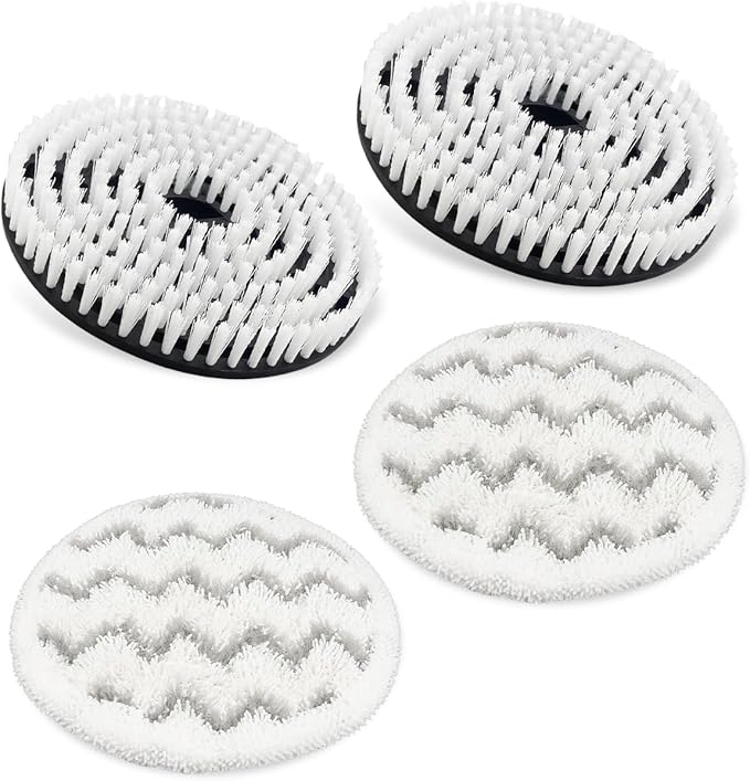Steam Mop Replacement Brush Head and Scrub White Fit for Shark Steam Mop S7000 S7001 Series Deep Cleaning, 4Pcs
