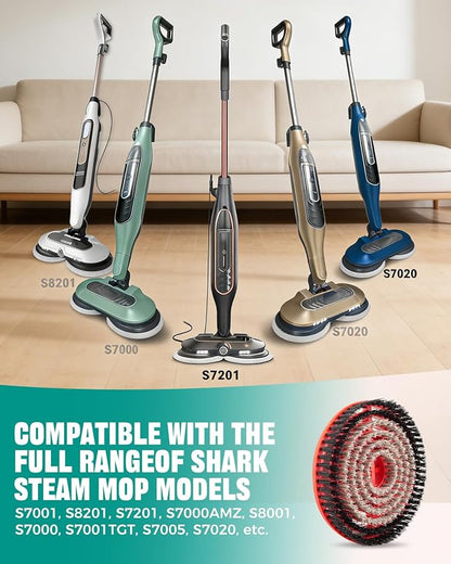 Steam Mop Replacement Brush Head Scrub Pads Black-Gray Fit for Shark Steam Mop S7000 S7001 S8201 Series Deep Cleaning, 4Pcs