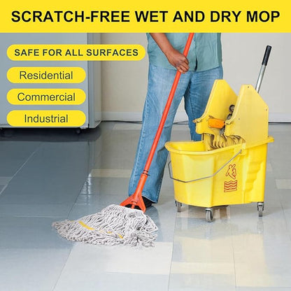 KeFanta 6 Pack Heavy Duty Commercial Mop Head Replacement,Wet Industrial Cotton Looped End String Mops Refill for Floor Cleaning,Yellow