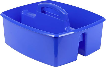 Storex 2-Compartment Large Caddy – Multipurpose Classroom Organizer with Handle, Blue, 6-Pack (00953U06C)