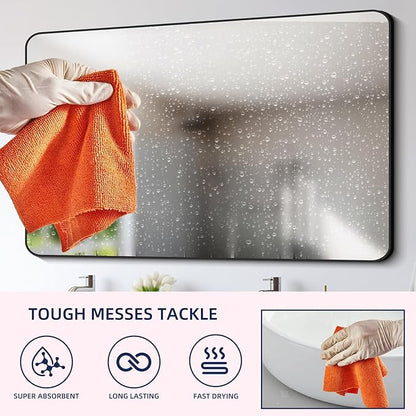 & PLUSH Microfiber Cleaning Cloth Roll - 85 Pack, Tear Away Microfiber Towels, 12" x 12", Reusable, Washable, Streak Free, Ultra Absorbent Dish Rags for Car, Home, Garage or Shop (Orange)