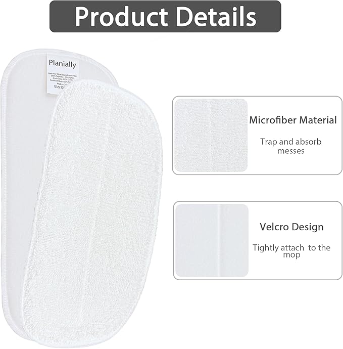 Reusable Steam Mop Pads Set, 6 Pack Steam Mop Pads & 2 Universal Microfiber Cloths, Compatible with KGHKGH, Sprobil, Rvwsx Steam Mops or Cleaners, Washable Replacement Pads for Floor Cleaning
