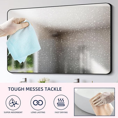 & PLUSH Microfiber Cleaning Cloth Roll - 85 Pack, Tear Away Microfiber Towels, 12" x 12", Reusable, Washable, Streak Free, Ultra Absorbent Dish Rags for Car, Home, Garage or Shop (Blue)