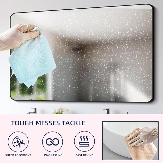 & PLUSH Microfiber Cleaning Cloth Roll - 100 Pack, Tear Away Microfiber Towels, 12" x 12", Reusable, Washable, Streak Free, Ultra Absorbent Dish Rags for Car, Home, Garage or Shop (Blue)