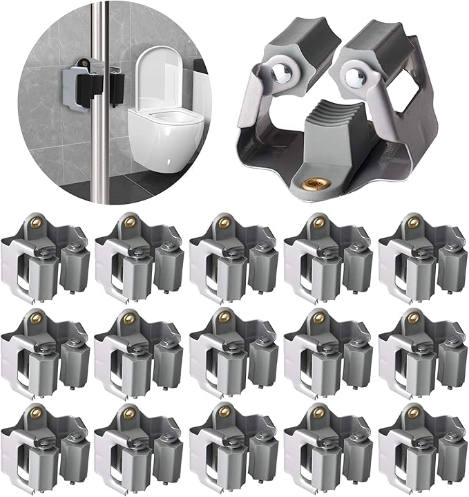 3-H Mop and Broom Holder Wall Mount,Mop Hanger 15 Pack for Organizing Yard Tool,Rake Handle up to 1.38Inch