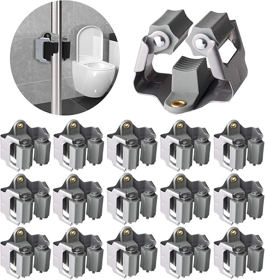 3-H Mop and Broom Holder Wall Mount,Mop Hanger 15 Pack for Organizing Yard Tool,Rake Handle up to 1.38Inch