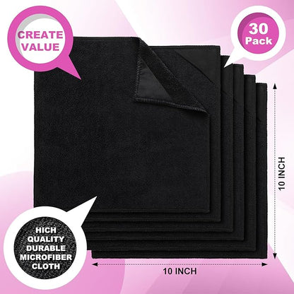 Tudomro 30 Pcs Magnetic Cleaning Cloth Dry Erasers Bulk for White Boards with Most Whiteboards Dry Eraser Reusable Microfiber Cloth Eraser, Home Office, 10'' x 10''(Black)