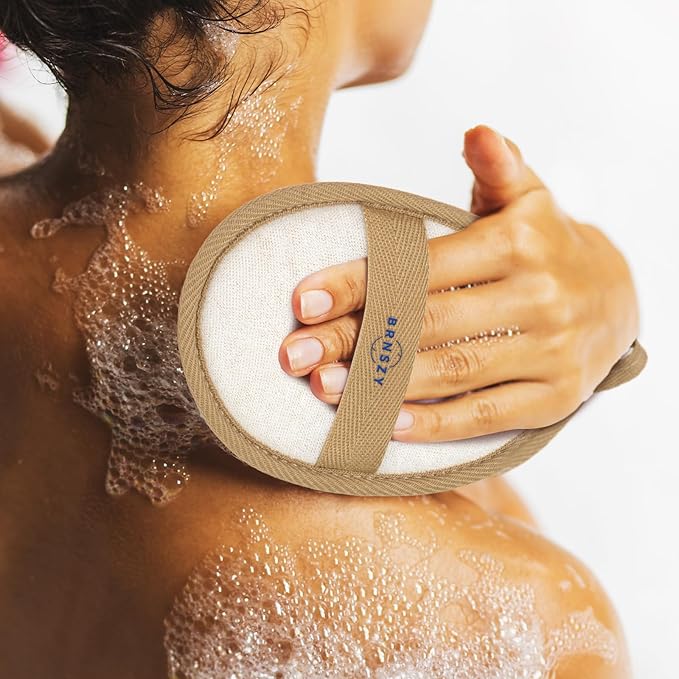 Natural Loofah Bath Sponge, Beige, Premium Plant Fiber, Large Size, Biodegradable, for Shower, Body Washing，for Body Exfoliation，1 Pack