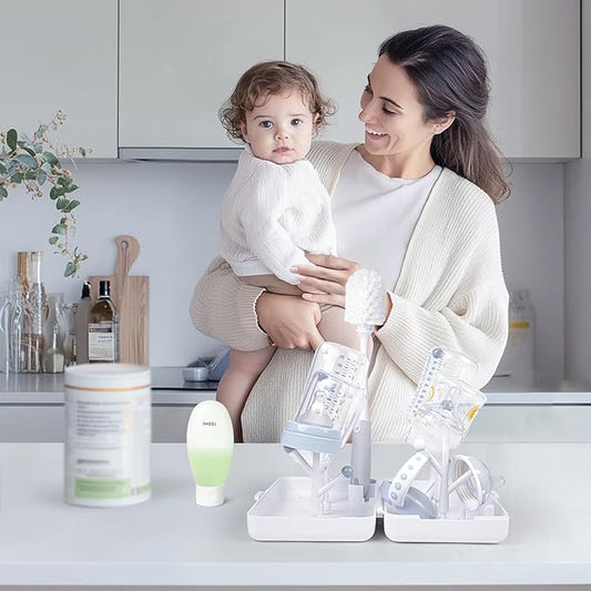 Termichy Travel Bottle Cleaning Kit: Portable Drying Rack & Brush Set for Working Moms - Compact Baby Essentials for Hotel & Camping