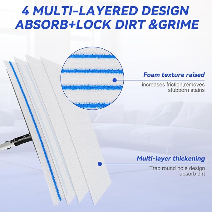 Replacement Disposable Microfiber Pad Fit for Rubbermaid Quick Connect Mop System - 30 Pack Wet & Dry Commercial Cleaning Refills with Scrubbing/Scouring Stripes Fit for Any Flat System 17 and 18 Inch