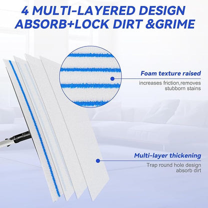Replacement Disposable Microfiber Pad Fit for Rubbermaid Quick Connect Mop System - 30 Pack Wet & Dry Commercial Cleaning Refills with Scrubbing/Scouring Stripes Fit for Any Flat System 17 and 18 Inch