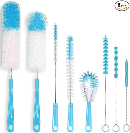 ALINK 8-Pack Bottle Cleaning Brush Set - Long Handle Bottle Cleaner for Washing Narrow Wine/Beer Bottle, Thermos, Hummingbird Feeder, Sport Well, Plus Kettle/Straw Brush