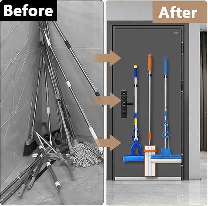 3-H Magnetic Broom Holder with Strong Magnetic Hook 8 Pack,Broom Holder Wall Mount for Garage Garden Shed Storage System Laundry Room Home Kitchen Organization