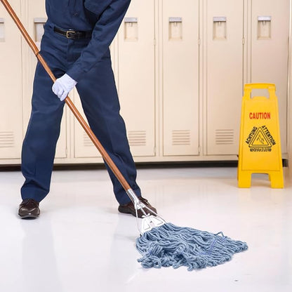 KeFanta 6 Pack Heavy Duty Commercial Mop Head Replacement,Wet Industrial Cotton Looped End String Mops Refill for Floor Cleaning,Blue