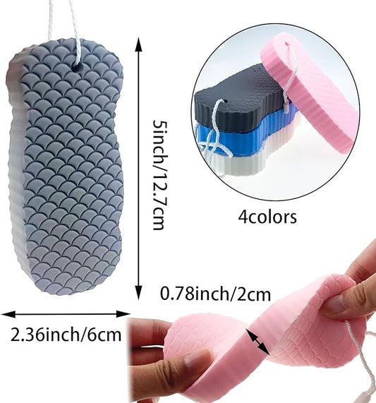 4PCS Magic Exfoliating Bath Sponge Set, 3D Super Soft Body Scrubber, Reusable Exfoliating Shower Sponge for Dead Skin Removal, Suitable for All Skin Types (4 Colors)