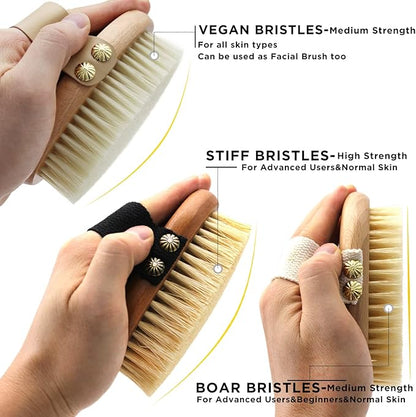 ICANdOIT Dry Brushing Body Brush-Stiff Sisal Bristles Dry Skin Brush,Exfoliating Massage Brush for Cellulite and Lymphatic,Improve Circulation,Stop Ingrown Hairs,Reduce Acne,Soften Skin