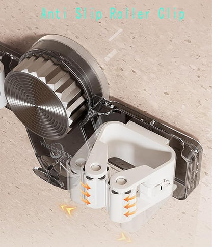 Mop and Broom Holder Wall Mount, No Punching Required Broom and Mop Organizer Wall Hanging with Hooks for Bathroom, Laundry Room, Garage, Kitchen,Garden Tool Organizer Storage (4pcs Gray)