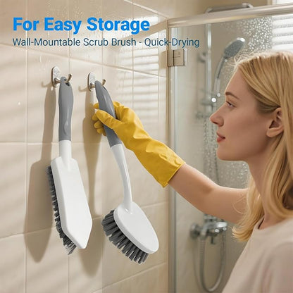 2 Pack Heavy Duty Scrub Brush Set with Hard Bristle, Cleaning Brush Designed for Bathroom, Shower, Bathtub, Tub, Carpet, Floor, Grout, Tile