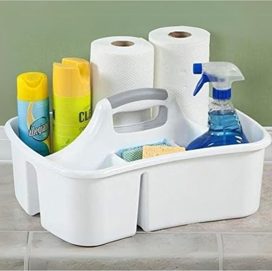 Extra Large 5 Gal Divided Cleaning Caddy Organizer with Handle - Cleaning Supplies for Housekeeping - Shower Caddy Portable - Shower Caddy Dorm - Cleaning Supplies Organizer - 17.75 x 13.25 x 7.75